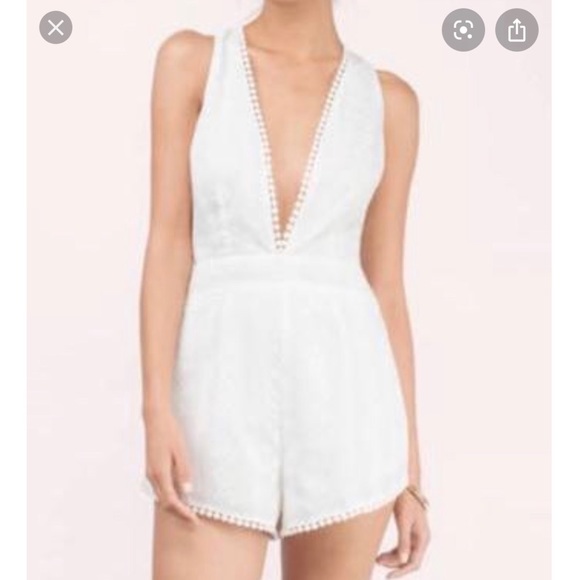 Tobi Pants - TOBI | Deep V White Plunge Romper